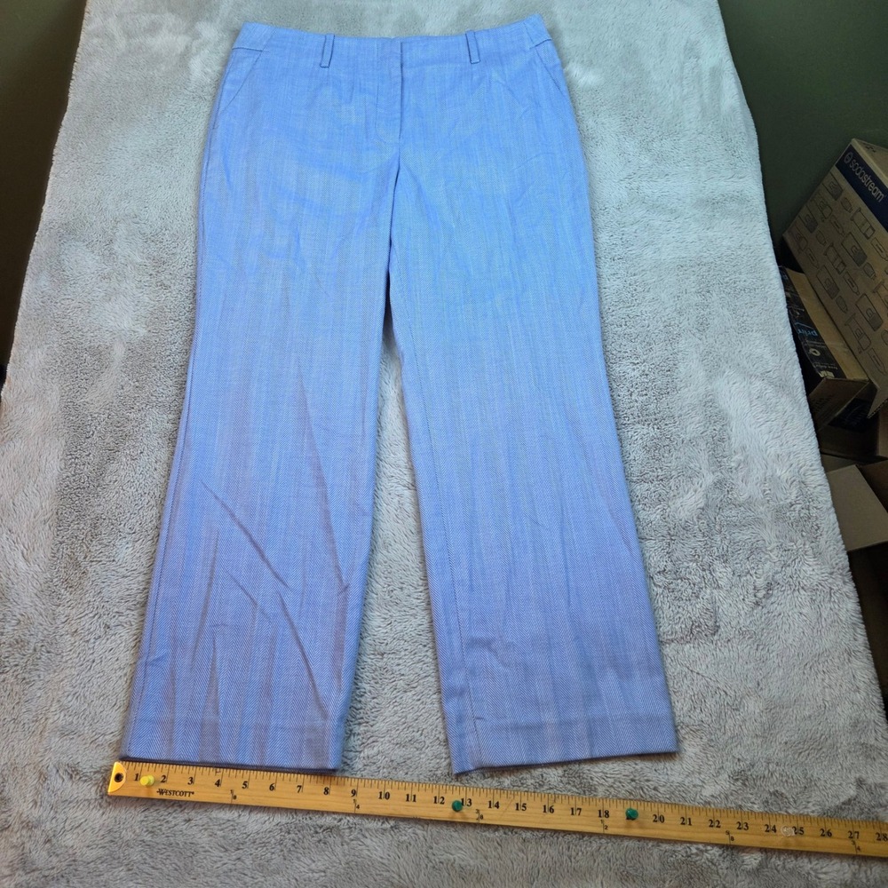Talbots Southampton Pant Women 12P Herringbone Straight Leg Dress‎ Trousers Blue